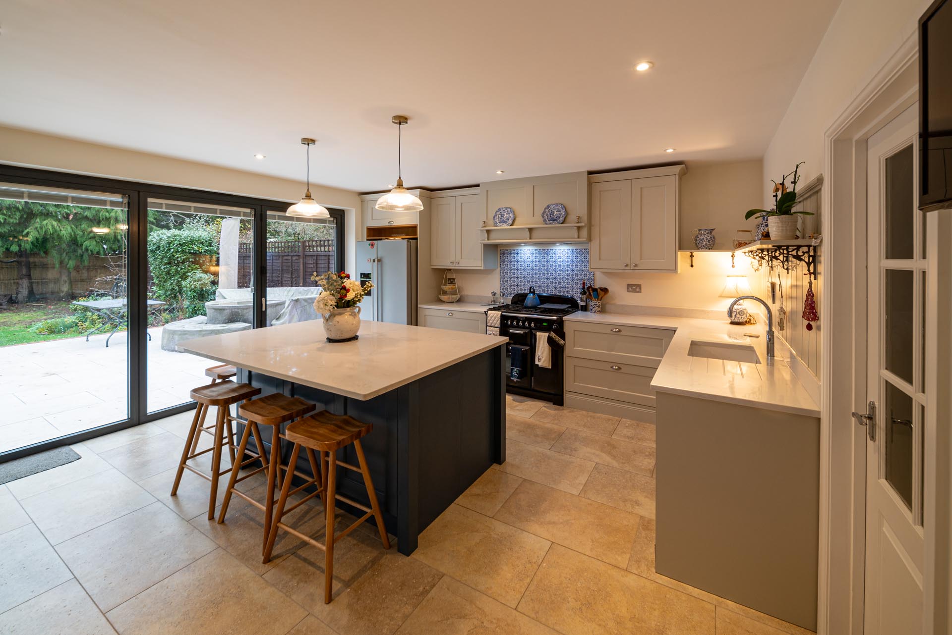 view from kitchen door AG Carrara quartz worktops