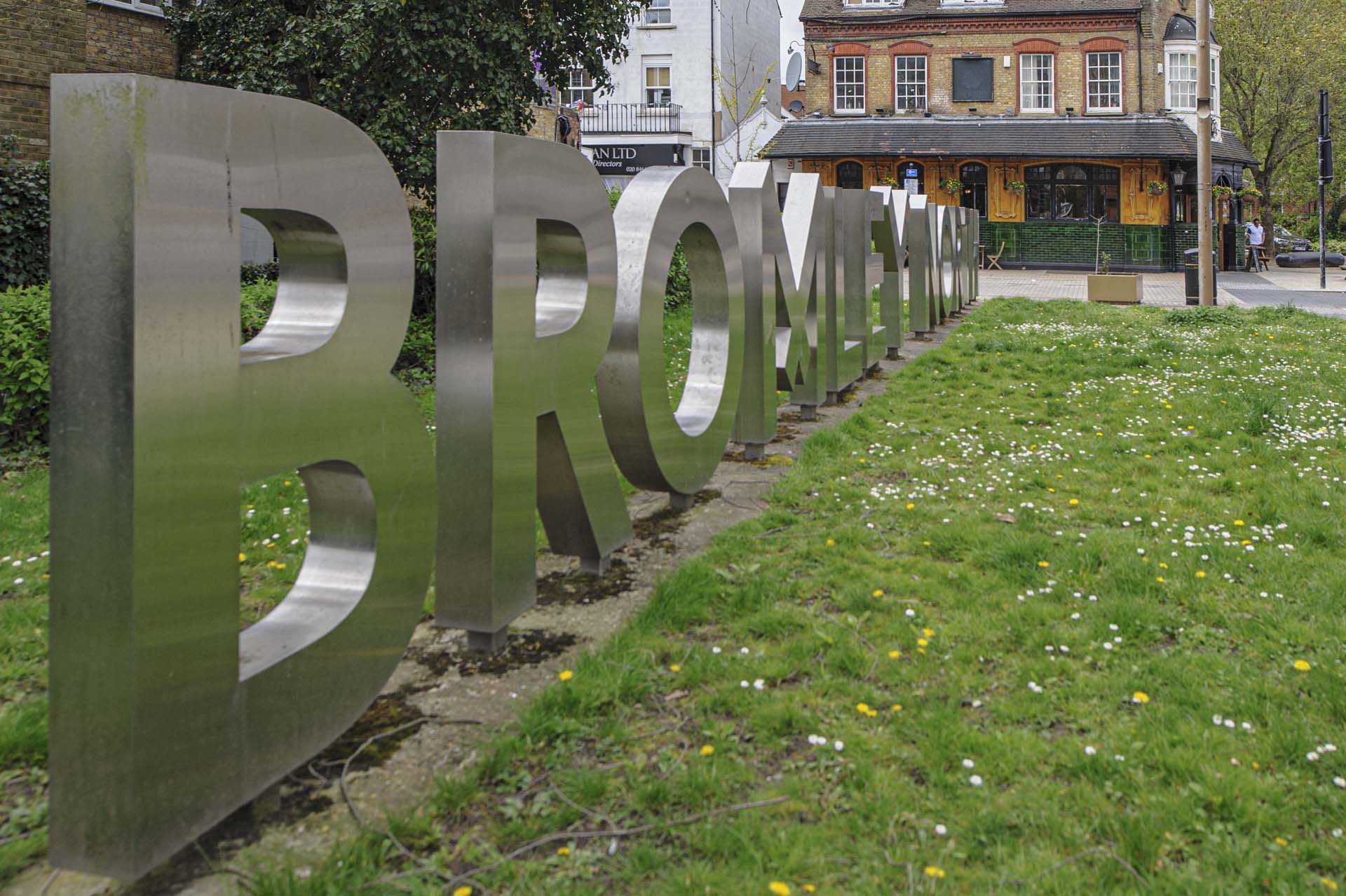 Bromley North sign in stainless steel worktops kent