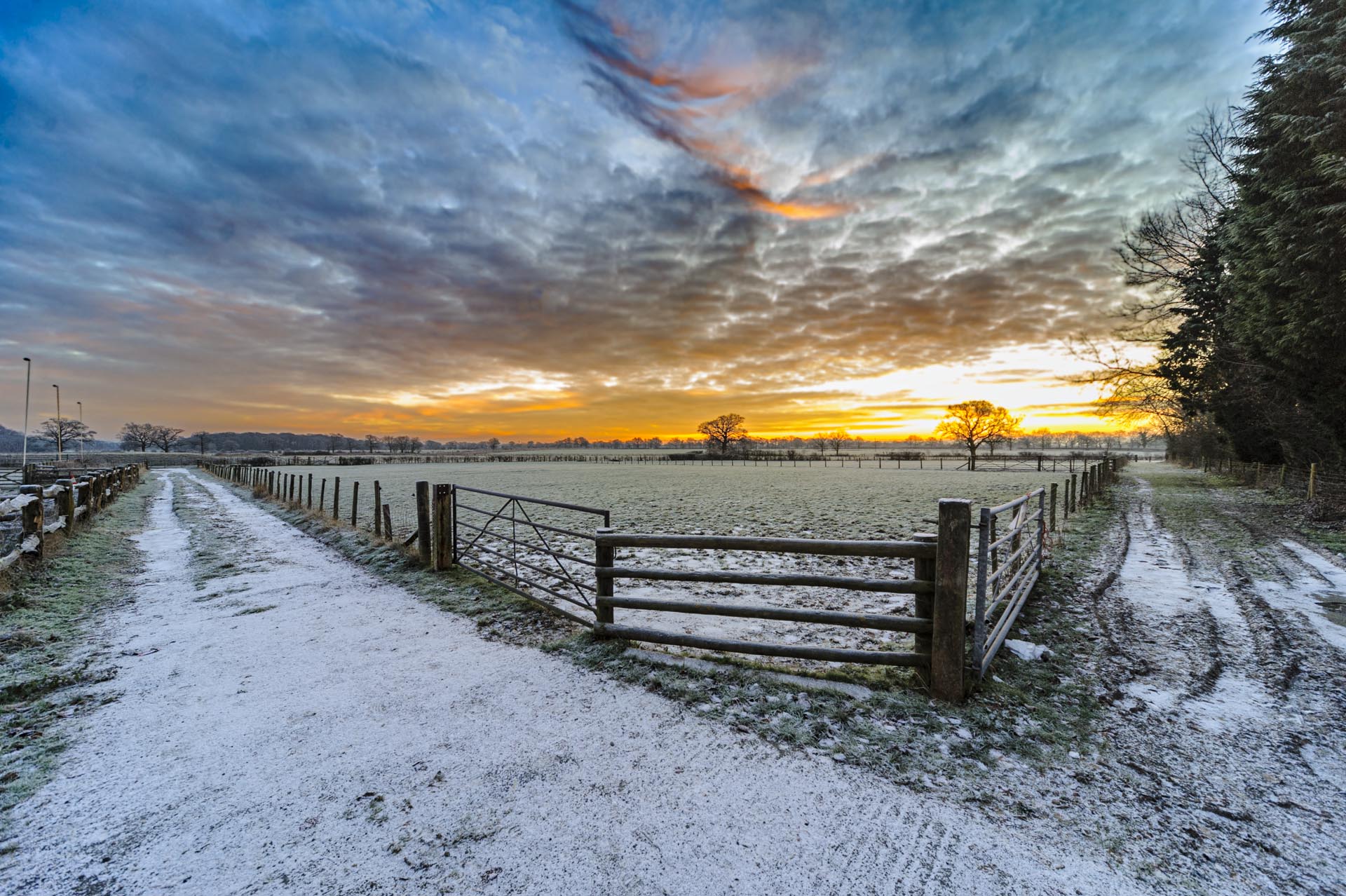 Price freeze from AG A wintry dawn on John Lory Farm - home of Surrey's best granite worktops