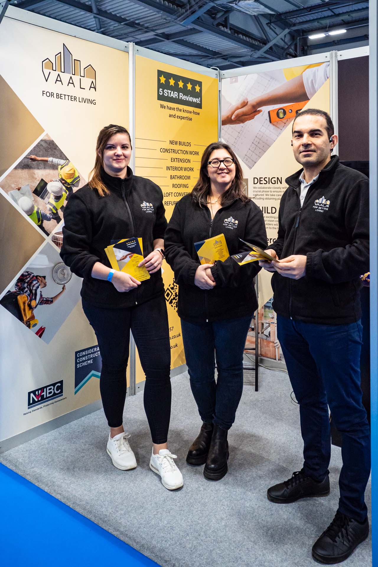 Homebuilding Renovating Show HBR Farnborough 121202 Small stand for a company that builds entire houses - Berkshire based Vaala stand Homebuilding Renovating Show HBR Farnborough
