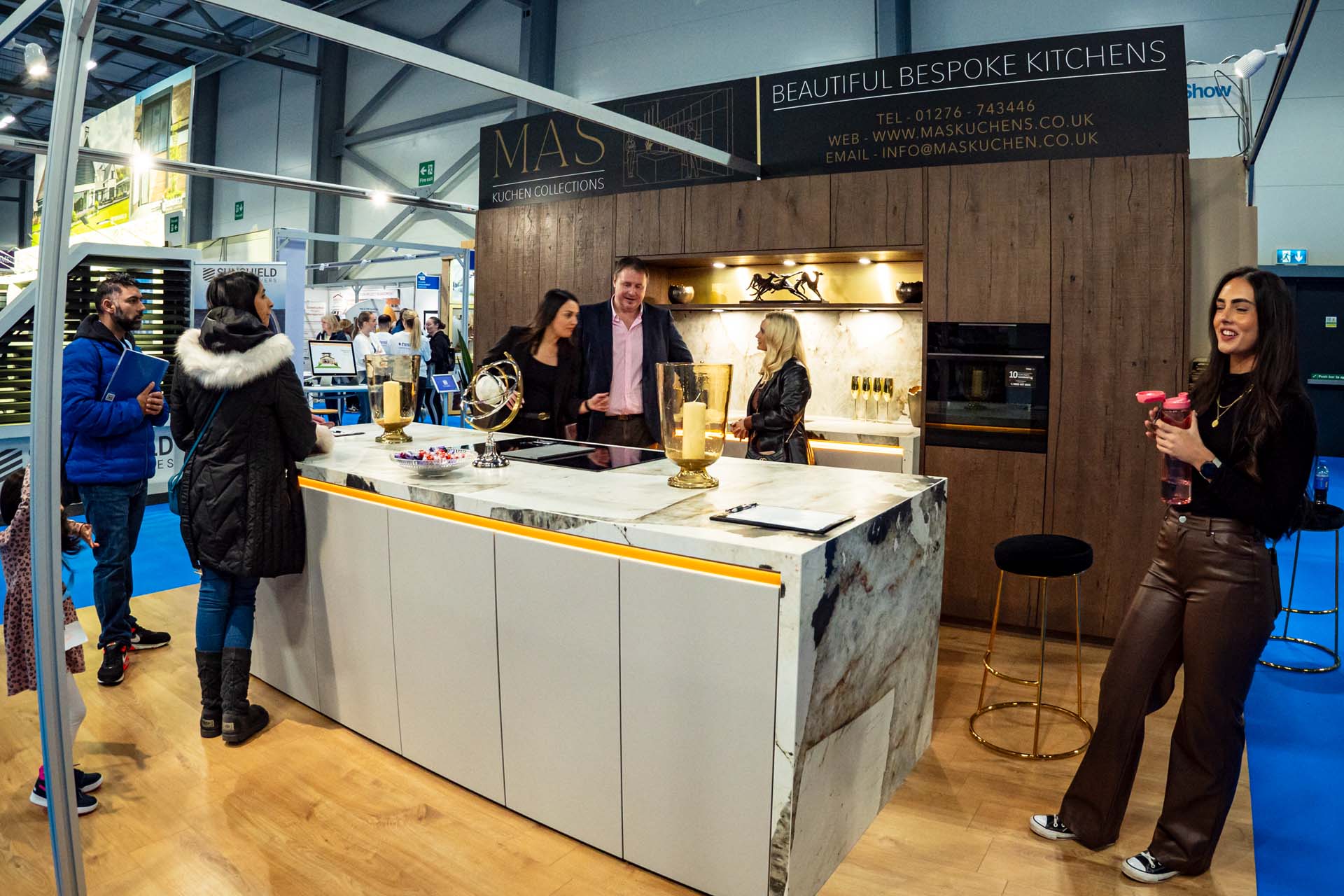 Homebuilding Renovating Show HBR Farnborough 160106 (1) Mas Kitchen Kuchen Collections stand at the HBR show Farnborough