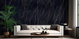 cozy living room with modern furniture and decor. Generative AI Lamar Ceramic Worktops Noir serpents