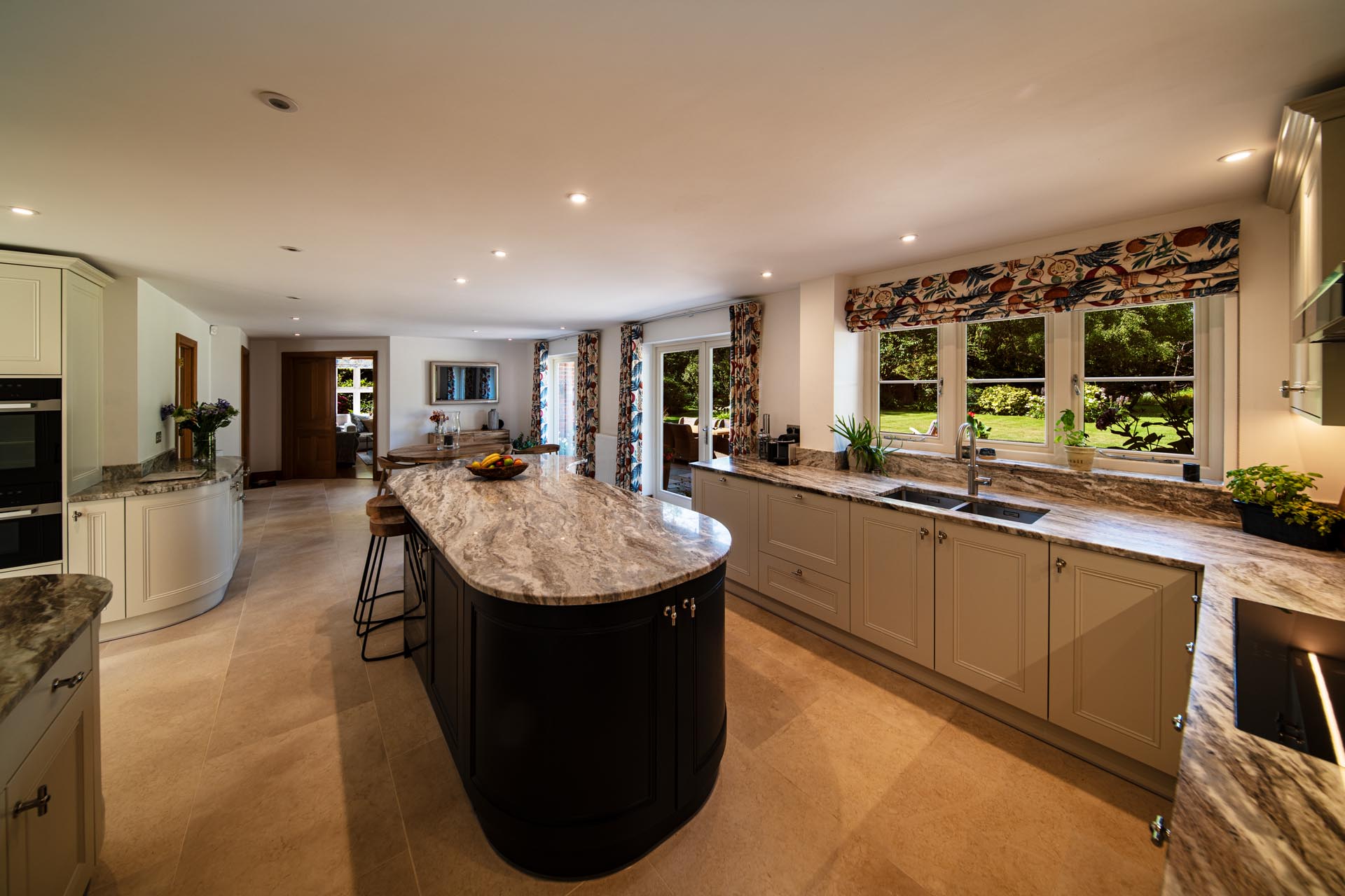 General view of kitchen Nick Geard Furniture Terra Bianca Granite worktops Dolomite