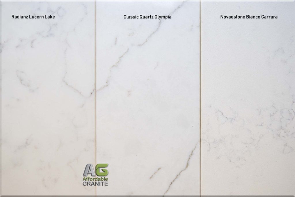 White marble-look - big vein calacatta type quartz worktops