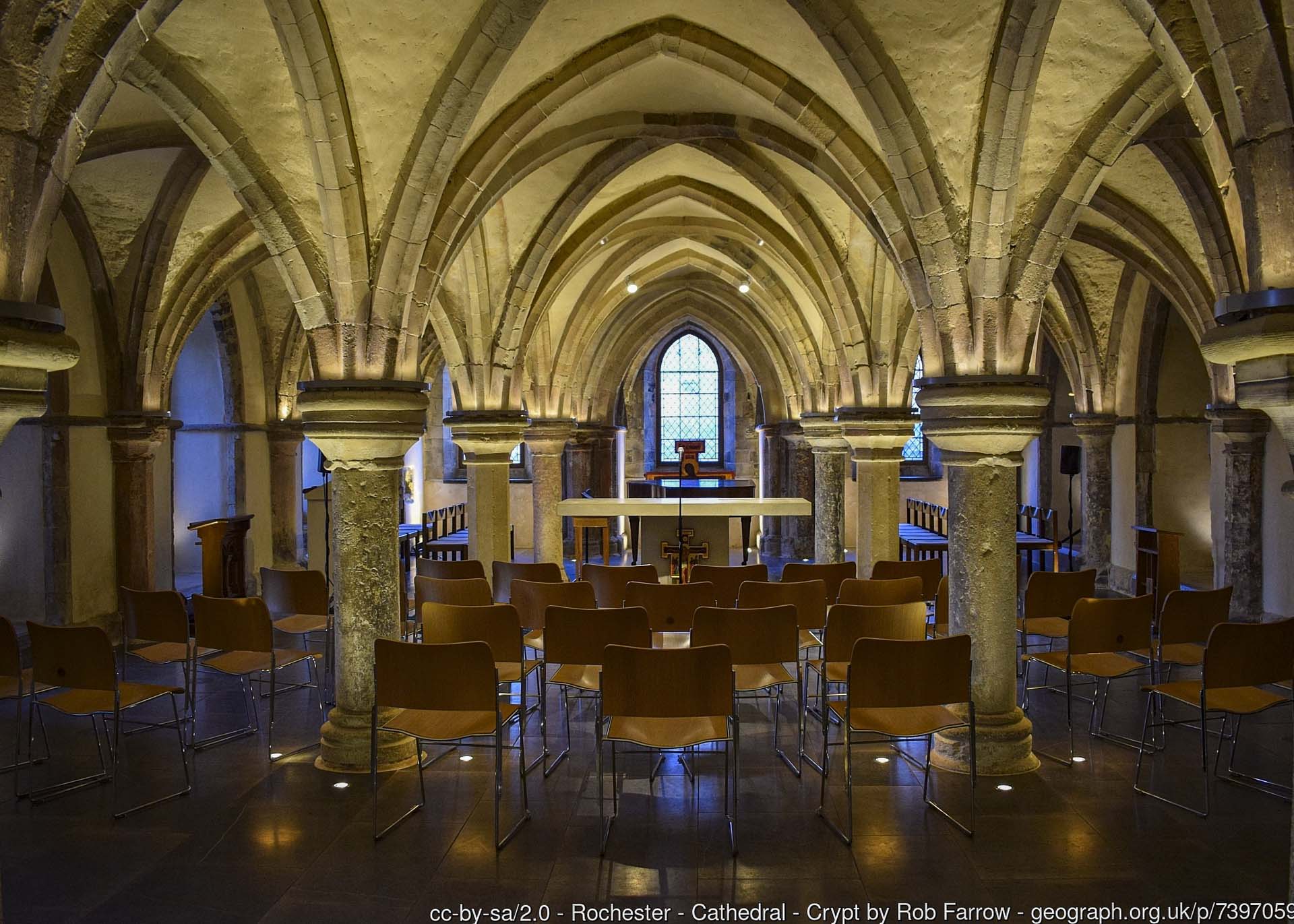 Rochester cathedral crypt Granite worktops kent geograph-7397059-by-Rob-Farrow