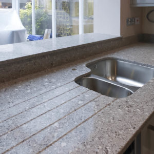 Silestone Alpina White quartz one and a half bowl sink Silestone Alpina White quartz one and a half bowl sink