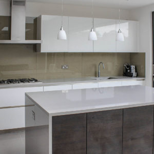 Silestone Aluminio Nube island with butted downstands Silestone Aluminio Nube island with butted downstands