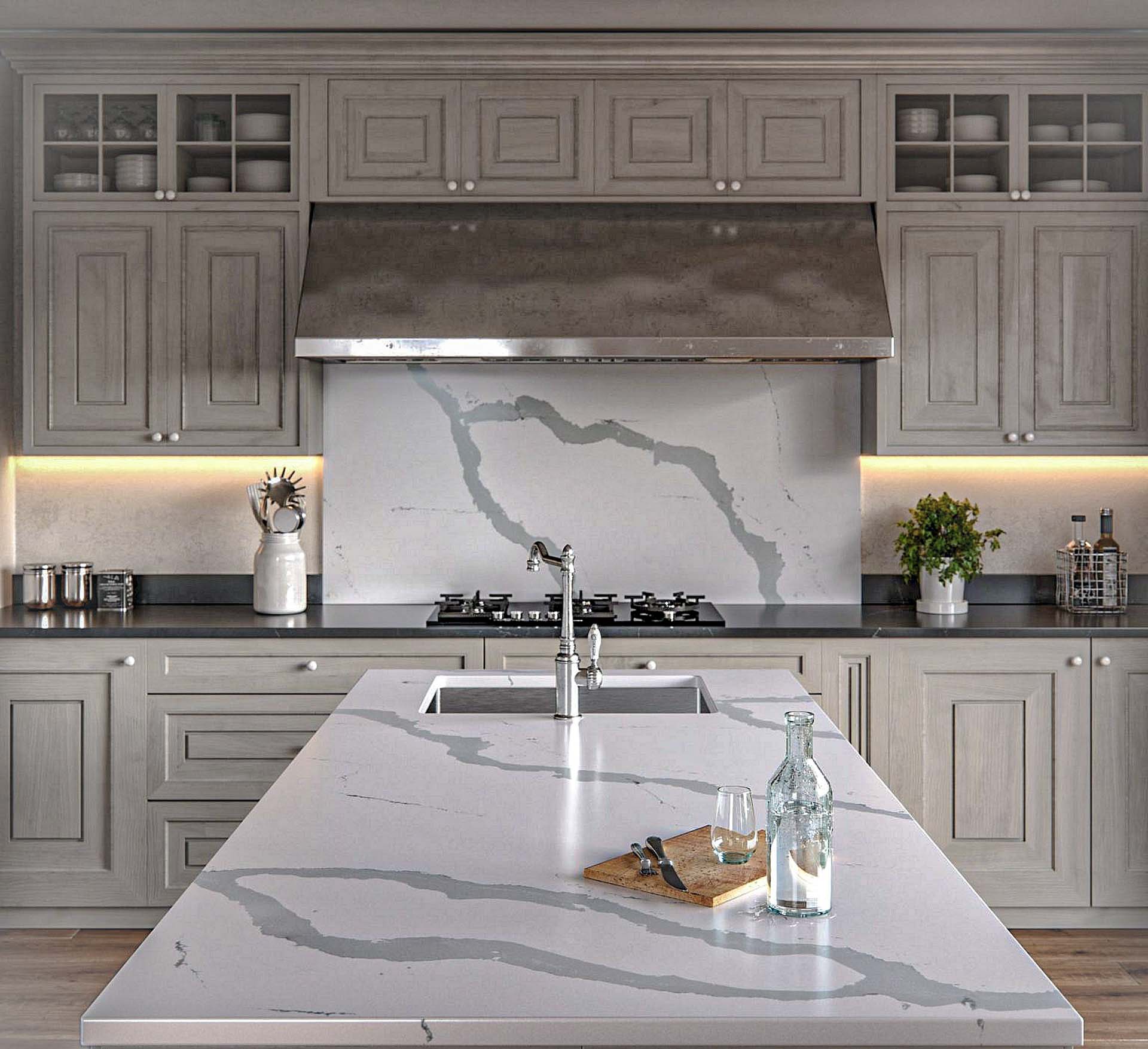 Silestone Bianco Calacatta island and splashback