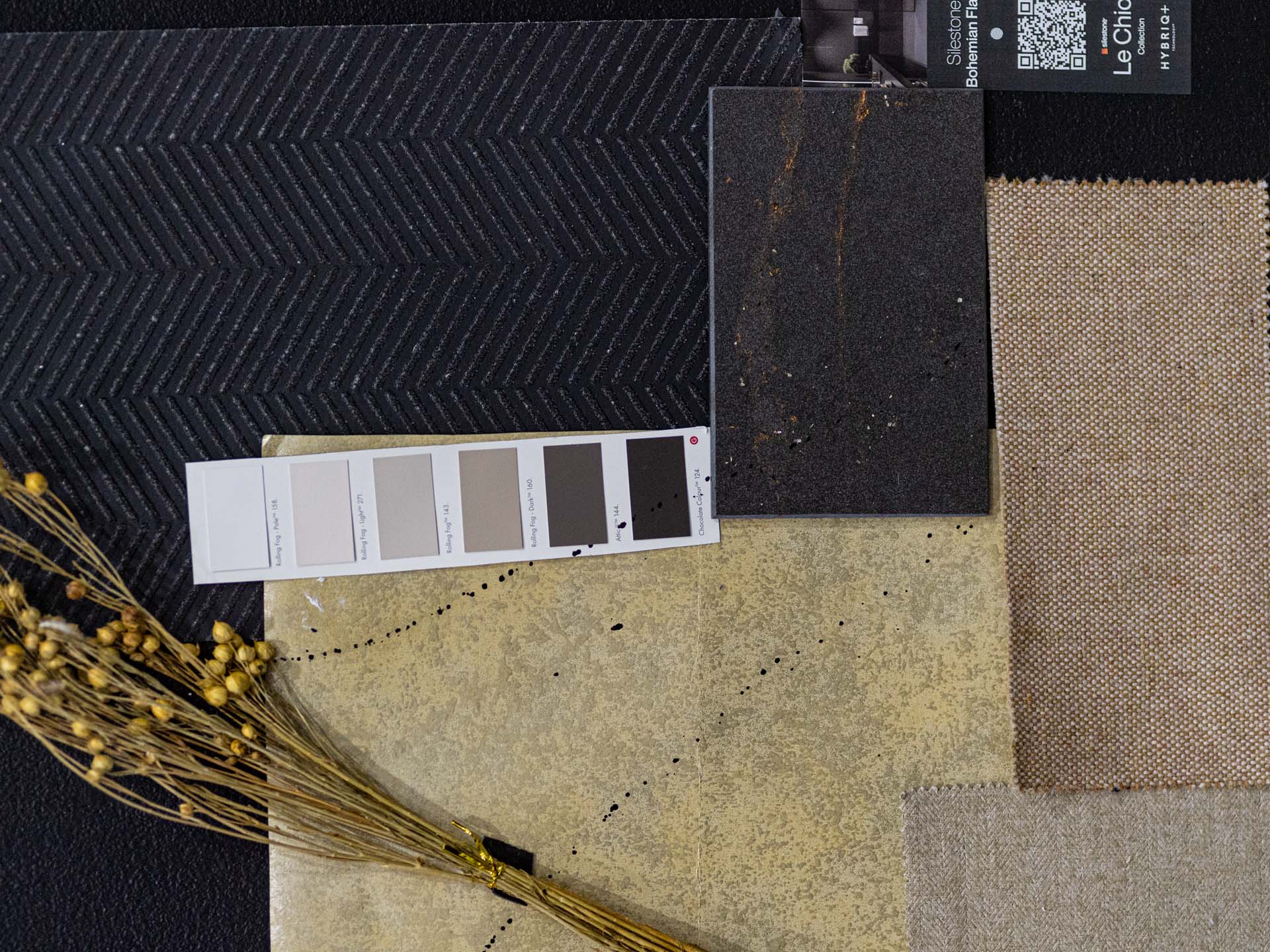Silestone Le Chic Launch 193750 b Silestone Bohemian Flame quartz moodboard Silestone Le Chic Launch