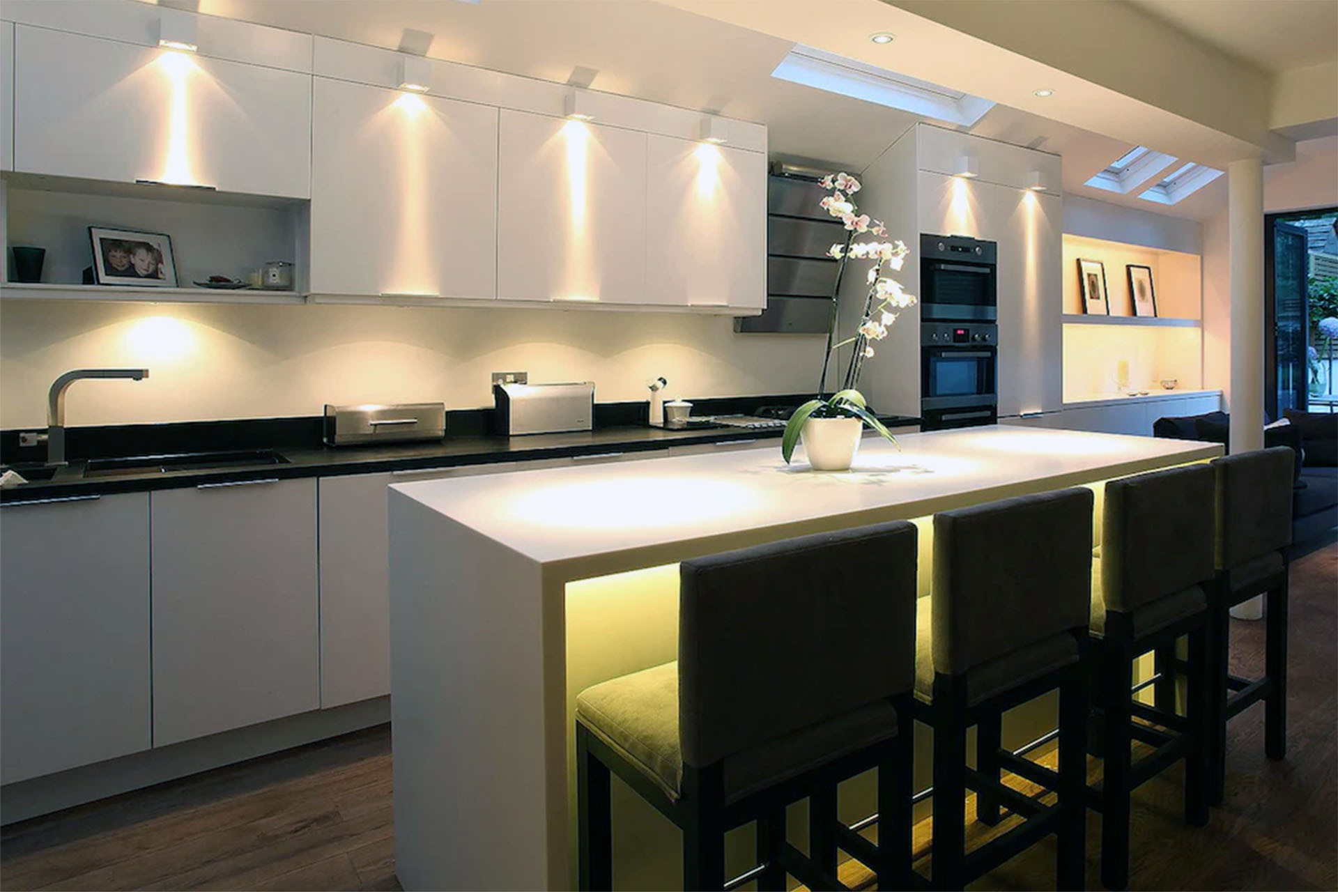Under island lighting quartz worktops kitchen trends