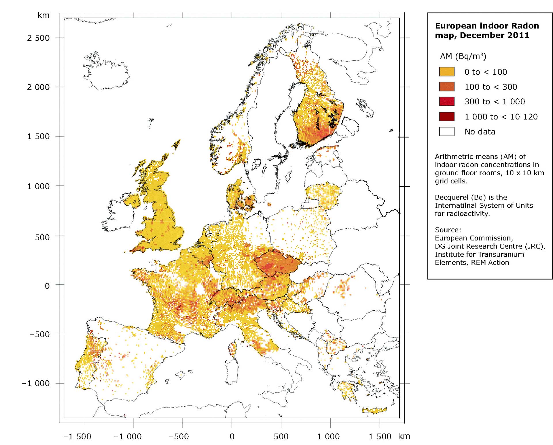european radon map inddor radon gas granite worktops