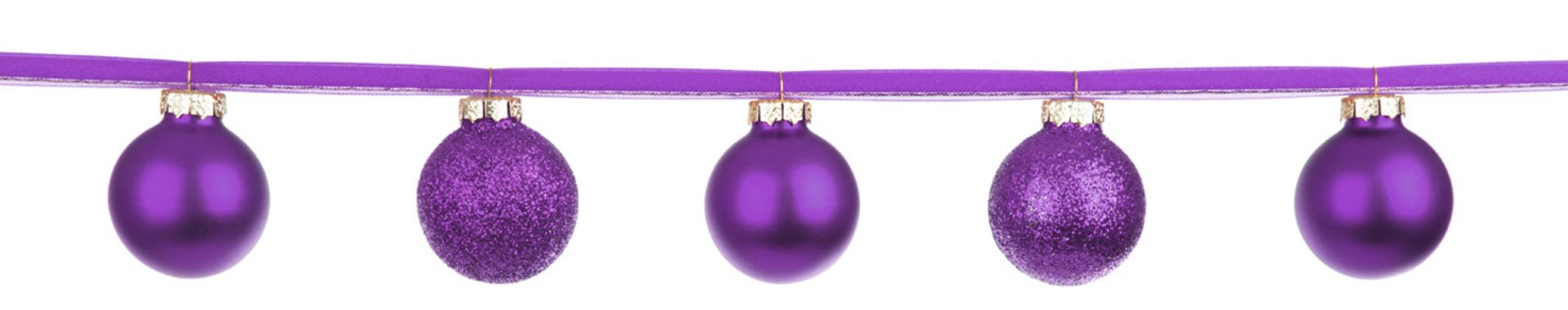 purple baubles on a ribbon