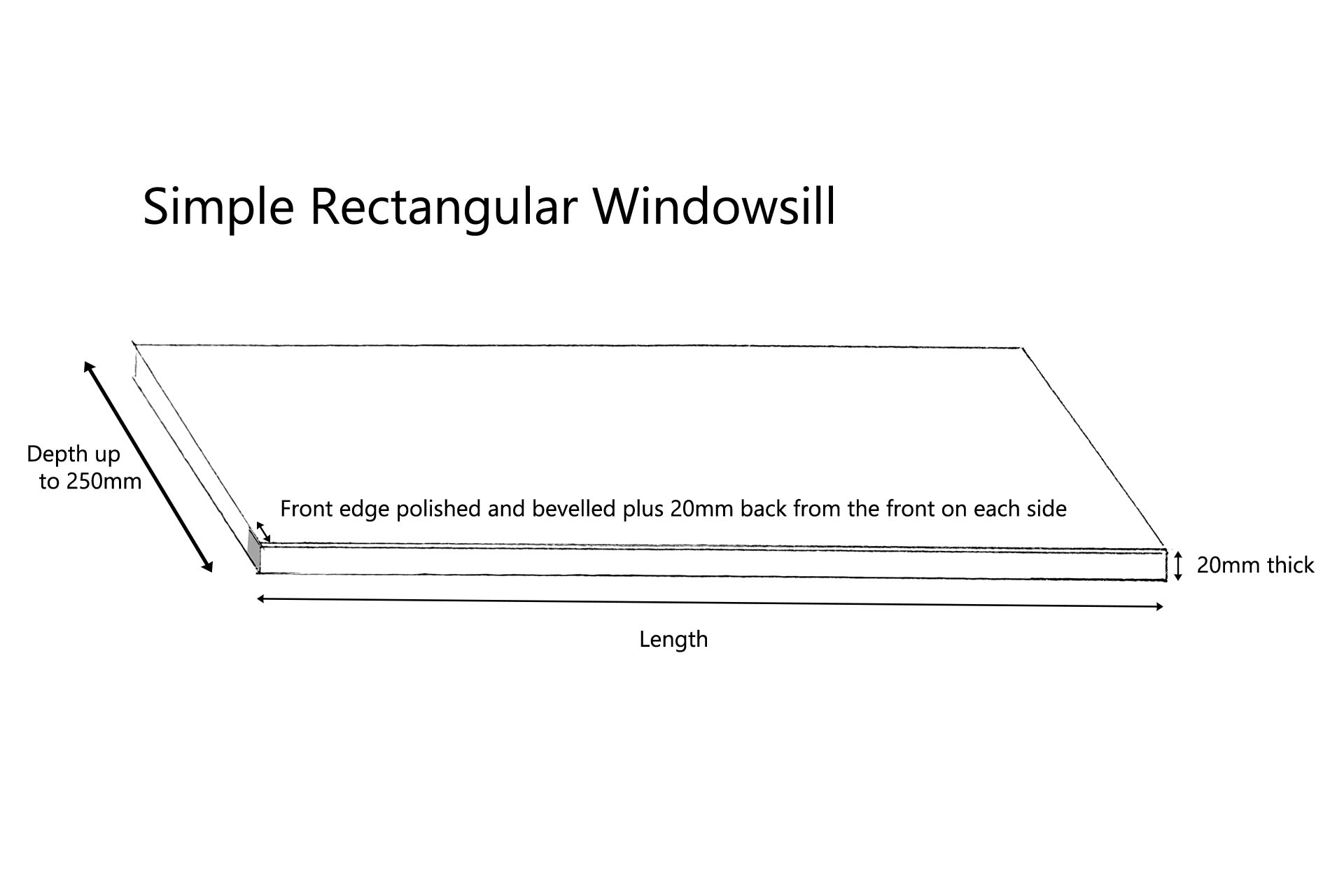 rectangular windowsill in granite or quartz offcut